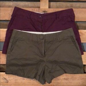 Loft olive green and maroon riviera shorts